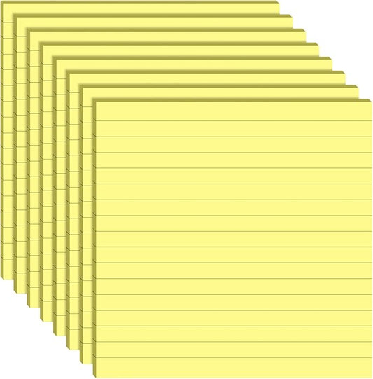 8 Pads Big Sticky Notes 11 x 11 Inch Lined Jumbo Large Sticky Notes for Wall,Giant Strong Power Memo Square Post for Office, 25 Sheets/Pad (Yellow Color)