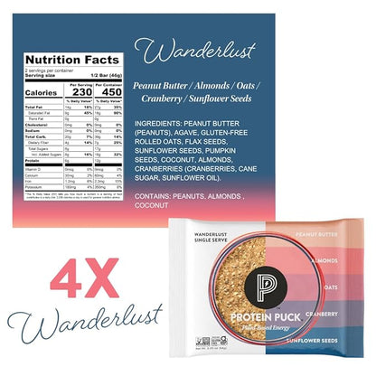 Protein Puck Plant Based Bars | Snacks with Vegan Protein | 16 Count | 3.25 oz Full Size | Gluten Free, Non Dairy, Kosher Certified Non GMO Premium Healthy Bars | Variety Pack