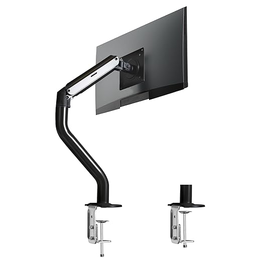 Lyngins Single Monitor Desk for 15 to 27 Inch Screens Computer Monitor Stand for Desk, Stand Up to 26.4lbs Monitor Wall Mount, VESA Mounting Holes 75 and 100mm, Black, Two Pack