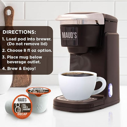 Maud's Decaf Dark Roast Coffee Pods, 100 ct, Decaffeinated Recyclable Single Serve Pods – 100% Arabica, Compatible with Keurig K Cups Maker