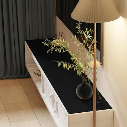 Leather Table Cover,1.8mm Thick,12x96 Inch Desk Cover,Dresser Cover Top,Dresser Protector Top,Dresser Cover,End Table Cover.(Black+Black,12x96)