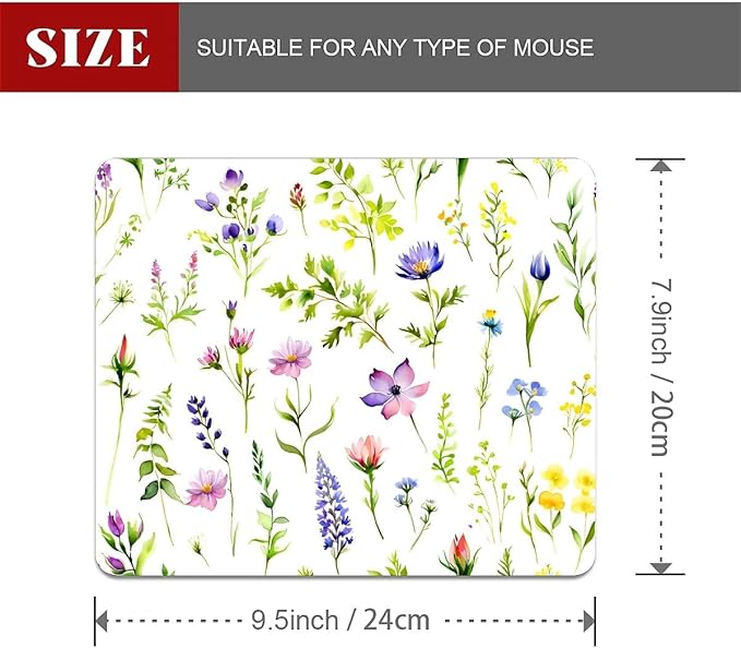Square Mouse Pad Beautiful Flowers Plants 4, Personalized Premium-Textured Custom Mouse Mat Design, Washable Mousepad Cloth, Non-Slip Rubber Base Computer Mouse Pads for Wireless Mouse