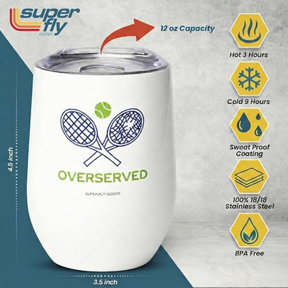 Super Fly Goods Tennis Lovers Premium Stainless Steel Insulated Travel Mug 12 oz, Leak-Proof, Keeps Beverages Hot or Cold for 12 Hours, BPA-Free, Ideal for Outdoor Activities, Gifts (Tennis)