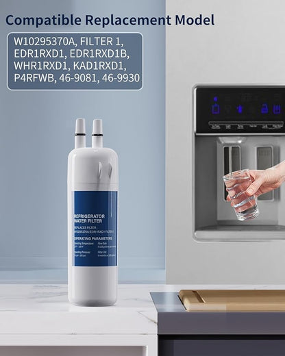 W10295370A Water Filter Replacement Compatible with EDR1RXD1,W10295370,WHR1RXD1,P4RFWB,P8RFWB2L,46-9930,46-9081,Filter 1 (4)