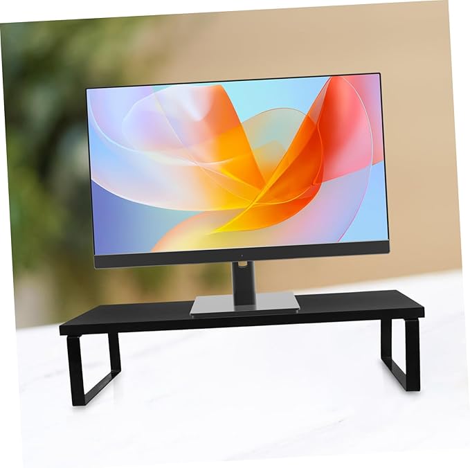 Sewroro Convenient Monitor Riser Stand for Desk Computer Laptop with Stable Practical Design for Home Office Study Black Display Base Providing Comfortable Viewing Height