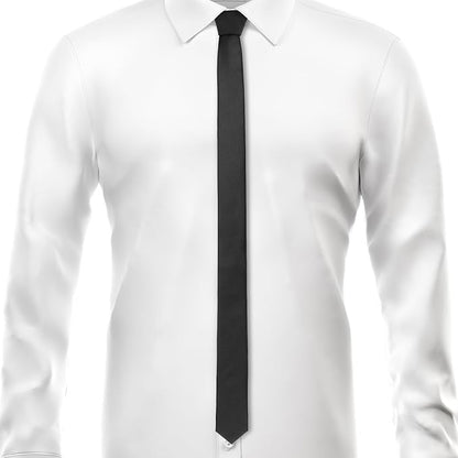 Skinny Ties Black Ties For Men and Women Solid Pure Color 1.58" (4CM) Plain Formal Slim Neckties