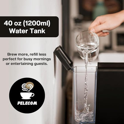 PeleCafe Coffee Machine – Compatible with Peet's Coffee Pods – Fast Brewing Single-Serve Coffee Maker with Rich Flavor Extraction, Crema Layer, Space-Saving Sleek Design, Barista-Quality Taste