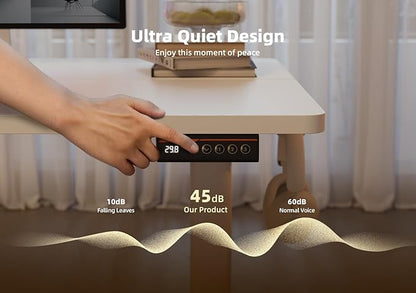 YDN Standing Desk, Electric Adjustable Height 48 Inchs Stand up Desk, Sit Stand Home Office Desk with Splice Board, White Top