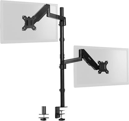 VIVO Dual Monitor Arm Extra Tall Mount for Screens up to 32 inches, Pneumatic Height Adjustment, Full Articulating Heavy Duty VESA Stand with Desk C-clamp and Grommet, STAND-V012K