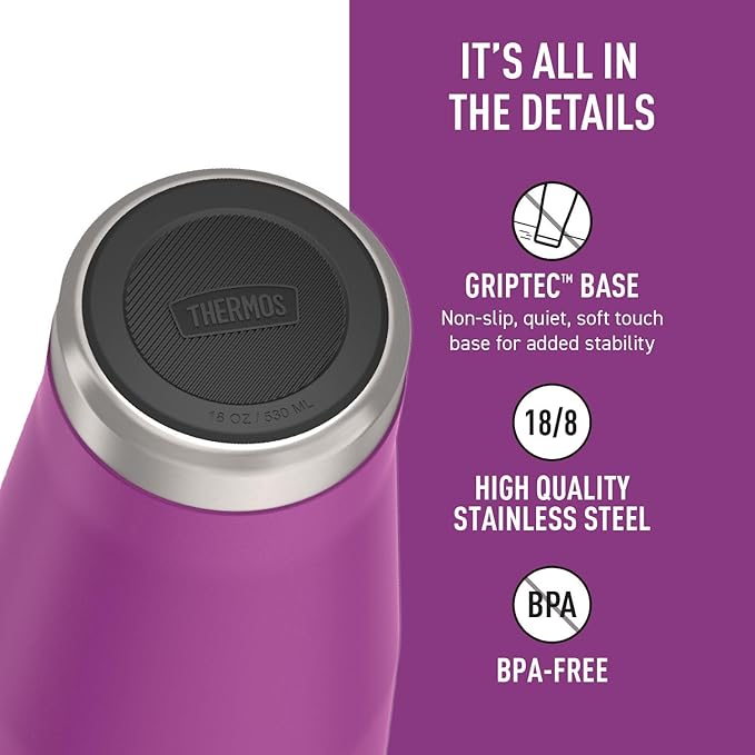 THERMOS ICON SERIES, Stainless Steel Tumbler with Slide Lock, 18 Ounce, Plum