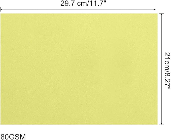 MECCANIXITY 50 Sheets Colored Copy Paper 8.3 x 11.7Inch Printer Paper 80gsm Light Yellow for Office Printing, Document Copying, Invitations, Forms, Art Projects