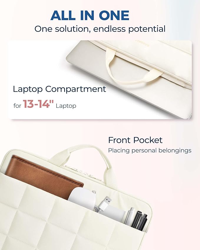 BAGSMART 13-14 inch Laptop Case Sleeve with Handle, Fluffy Padded Laptop Bag with Zipper, MacBook Case Compatible with MacBook Air/Pro 13.3 inch, Puffy Laptop Cover Fitted with Dell, HP, Lenovo