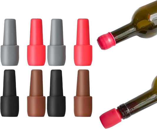 Silicone Wine Stopper for Wine Bottles, 2026 New Reusable Sparkling Wine Bottle Stopper, Seal Bottle Cover Caps to Keep Wine Fresh, Beer Champagne Stopper Home Use (8 pcs)