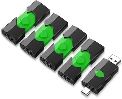 K&ZZ 64GB USB Drive 5 Pack USB 3.0 Dual Thumb Drive 2 in 1 Flash Drive for iPhone/Pad/Android/Computer Sliding Lid Memory Stick