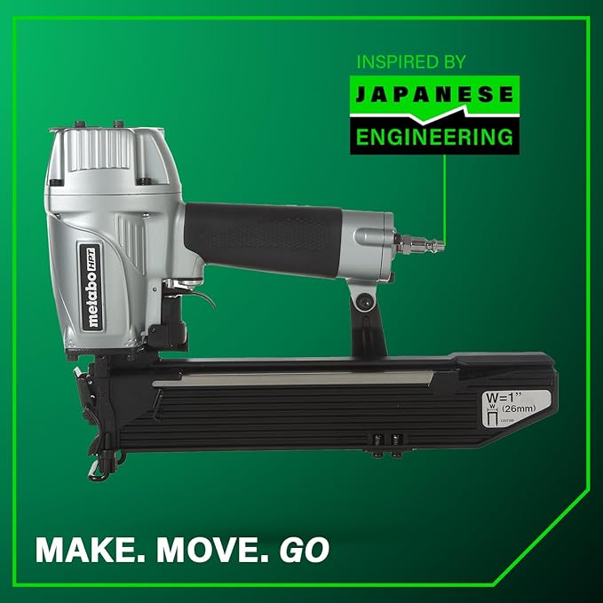 Metabo HPT Wide Crown Stapler, Pro-Preferred Pneumatic Power Nailers, Lathing Tool for Sheathing & Insulation, Quick Response, 16 Gauge, Up to 150 1" Wide Crown Staples, Length 1" to 2", N5024A2