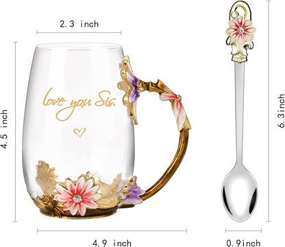 Sisters Gifts from Sister for Women Elegant Tea Cup Unique Christmas Birthday Gifts for Sister,Little,Big,in Law