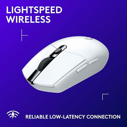 Logitech G305 LIGHTSPEED Wireless Gaming Mouse, Hero 12K Sensor, 12,000 DPI, Lightweight, 6 Programmable Buttons, 250h Battery Life, On-Board Memory, PC/Mac - White
