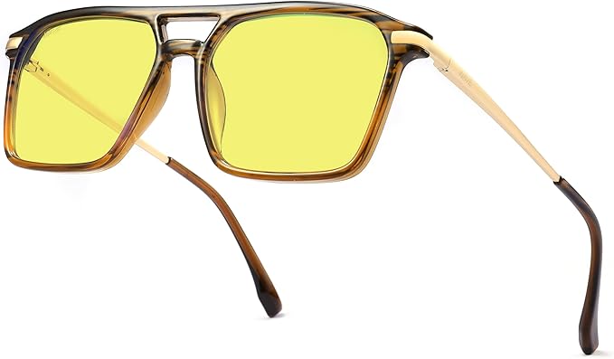 WAVE Blue Light Blocking Glasses,Gaming Glasses with Metal Frames,Computer Glasses for Eye Strain,Anti Glare