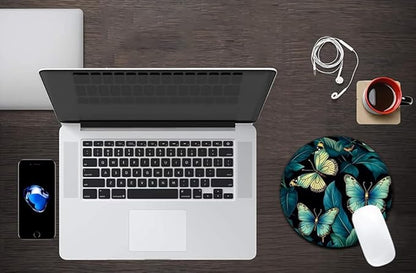 Butterfly Mouse Pad Round Non-Slip Rubber Mousepad Laptop Office Computer Decor Cute Desk Accessories Customized Design Mouse Pad