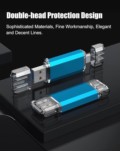 KOOTION USB C Flash Drive 64GB 2 in 1 OTG USB 3.0/Type C Thumb Drive Dual Drive USB C Memory Stick for Smartphone Laptop Tablet PC, Blue
