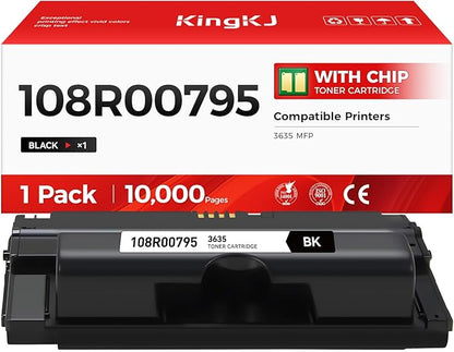 KingKJ Phaser 3635 Toner Cartridge Replacement for Xerox 108R00795 Black Toner Remanufactured Cartridge Work for Phaser 3635 MFP Series Printer (10,000 Pages, 1-Black)