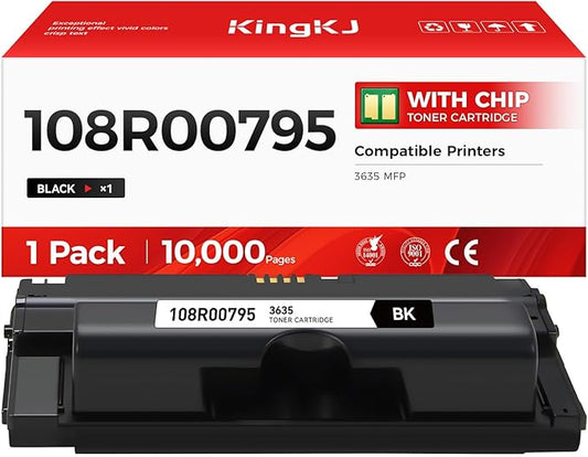 KingKJ Phaser 3635 Toner Cartridge Replacement for Xerox 108R00795 Black Toner Remanufactured Cartridge Work for Phaser 3635 MFP Series Printer (10,000 Pages, 1-Black)