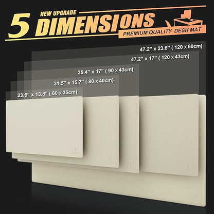 K KNODEL Small Office Leather Desk Mat, Mouse and Keyboard Pad, Computer and Laptop Mat, Desktop Protector and Cover, Writing Pad and Blotter (23.6"x13.8", Ivory Cream)