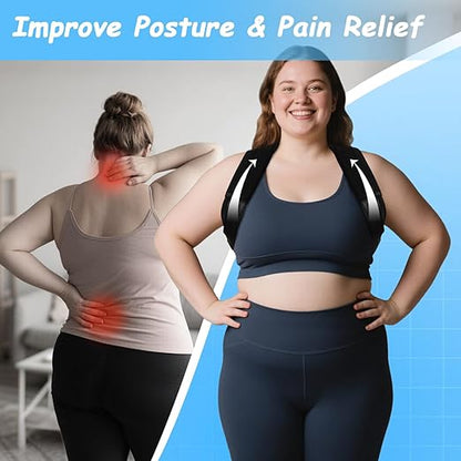 King Mills Plus Size Back Brace, Back Brace Posture Corrector for Women, and Men, Ideally Use as Plus Size XXXL to 6XL Back Straps for Posture, Hydrolabs Posture Fix, or Rounded Shoulder Corrector