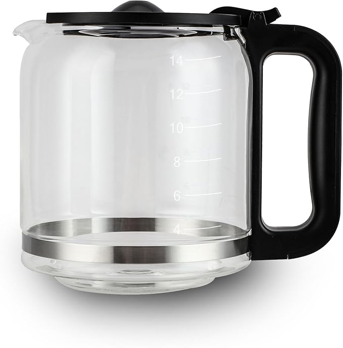 14 Cup Glass Coffee Pot Replacement - Compatible with Cuisinart DCC-3200 Series DCC-2200,DCC-2800,DCC-2600,DCC-1800FR,CBC-7400, CBC-7000PC,CBC-6800 Coffee Makers, Replacement Glass Cofee Carafe