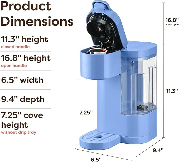 KeurigK K-Express Essentials Single-Serve KCup Pod Coffee Maker 3 Cup Sizes Fast Fresh Brew 30oz Removable Water Reservoir Travel Mug Friendly Maintenance Alert Space-Saving (Bluebell)