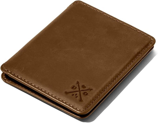 CLOUD Wallet Slim Minimalist — Magnetic Closure, Lightweight Design, Quick Access Pull Tab - Top Grain Leather Front Pocket Wallet (Light Brown)