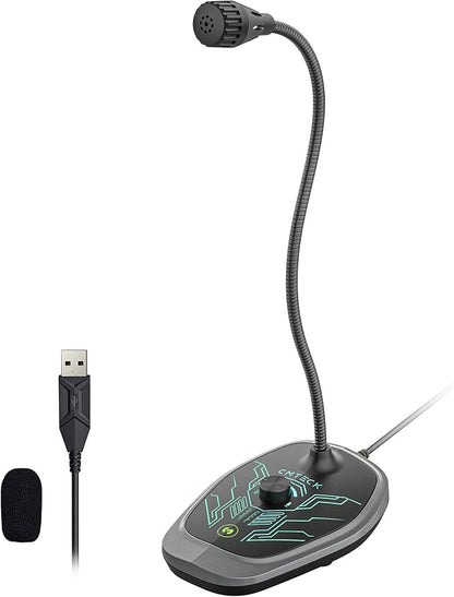CMTECK USB Computer Microphone, PC Microphone with RGB Light, Mute Function, Noise-Cancelling Recording Desktop Mic for PC/Laptop for Online Chatting, Home Studio, Podcasting, Gaming, Skype, YouTube