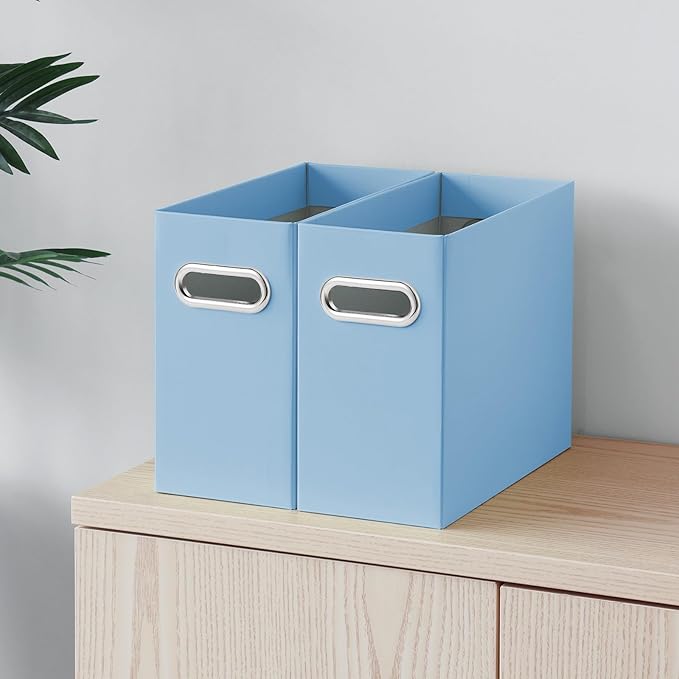 Oterri Cardboard File Organizer Box for Hanging File Folders Letter Size,File Box for Computer Desk,File Cabinet,Working Home,Office,Classroom (Blue,Letter Size - 2 Packs)