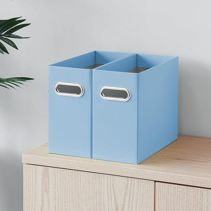 Oterri Cardboard File Organizer Box for Hanging File Folders Letter Size,File Box for Computer Desk,File Cabinet,Working Home,Office,Classroom (Blue,Letter Size - 2 Packs)