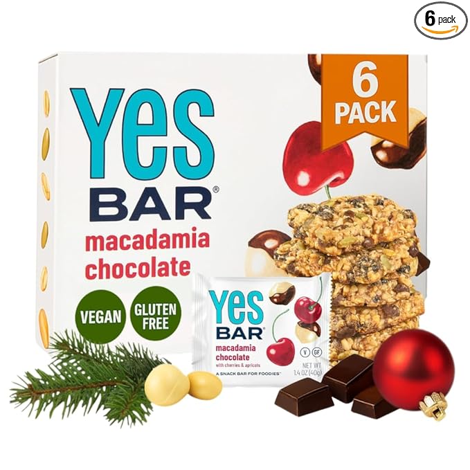The YES Bar YES Bar – Macadamia Chocolate – Plant Based Protein, Decadent Snack Bar – Vegan, Paleo, Gluten Free, Dairy Free, Low Sugar, Healthy Snack, Breakfast, Low Carb, Keto Friendly (Pack of 6)