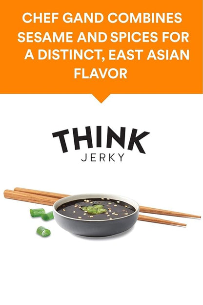 Think Jerky Sesame Teriyaki Beef Jerky, Grass-Fed High Protein Beef Jerky, Gluten Free, No Antibiotics or Nitrates, Healthy Chef Crafted Recipe, Low Calorie and Low Fat - 2.2 oz Bags, 8 Pack