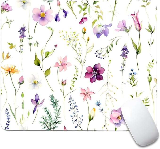Square Mouse Pad Beautiful Flowers Plants 5, Personalized Premium-Textured Custom Mouse Mat Design, Washable Mousepad Cloth, Non-Slip Rubber Base Computer Mouse Pads for Wireless Mouse