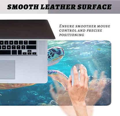 Sea Turtle Desk Pad Mouse Pad Ocean Life Underwater Reef Mousepad XL Large Gaming Mouse Pad Laptop Keyboard Mat Desk Pad 31.5"x11.8"