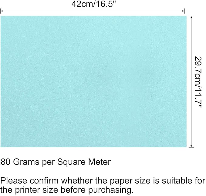 MECCANIXITY 50 Sheets Colored Copy Paper 16.5 x 11.7 Inch Printer Paper 80gsm Light Blue for Office Printing, Document Copying, Invitations, Forms, Art Projects