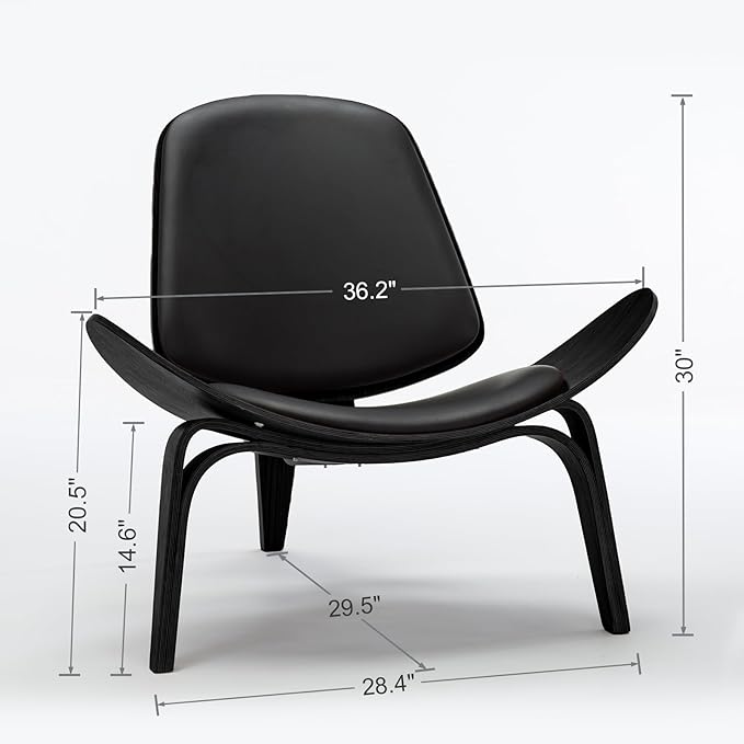 OAKHAM Comfy Shell Chair, Mid Century Modern Accent Chair for Living Room and Bedroom with Protective Foot Pads, Ergonomic (Ebony Black)
