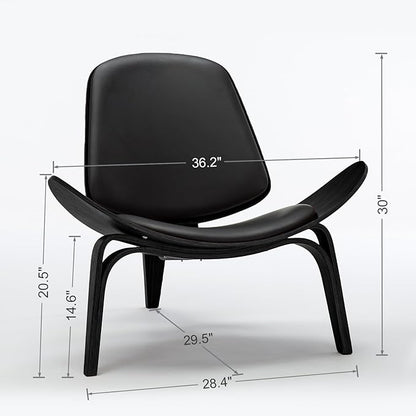 OAKHAM Comfy Shell Chair, Mid Century Modern Accent Chair for Living Room and Bedroom with Protective Foot Pads, Ergonomic (Ebony Black)