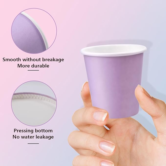 150 Pack 3oz Purple Paper Cups,Mouthwash Cups, Disposable Bathroom Cups,Small Paper Cups 3oz Ideal for Bathroom,Supermarket,Birthday Party,Picnic and BBQ