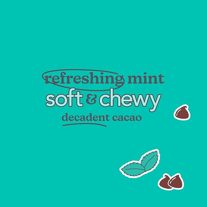 Love + Chew Superfood Soft Baked MINI Cookies, Mint Cacao Brownie Flavor, Plant Based Cookie Made With Almonds & Dark Chocolate for Kids and Adults, Vegan Snacks, Gluten Free, Paleo, Non GMO, 18 Pack