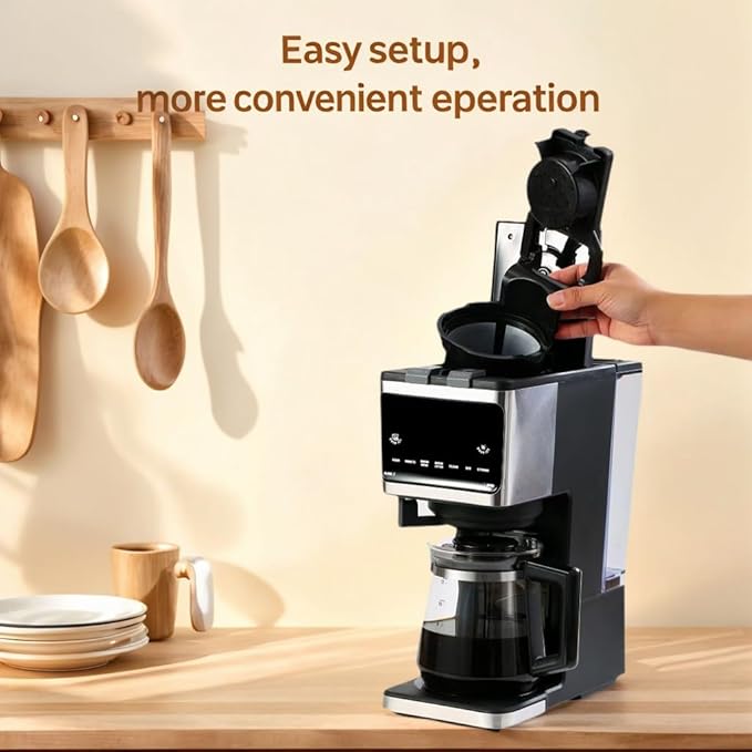 3 in 1 Single Serve Coffee Machine,With 12 Cups Removable Transparent Water Tank,Suitable For K Cup Capsule&Ground coffee&Coffee pod,Iced tea&Iced coffee maker,Black Coffee Machine