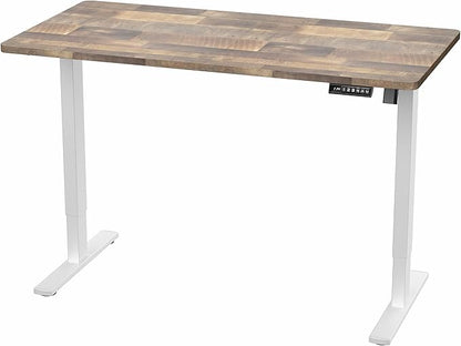 VIVO Electric 55 x 28 in Standing Desk, Memory Height Adjustment, 1B Series, One-Piece Reclaimed Wood Top, White Frame, DESK-KIT-1W55P