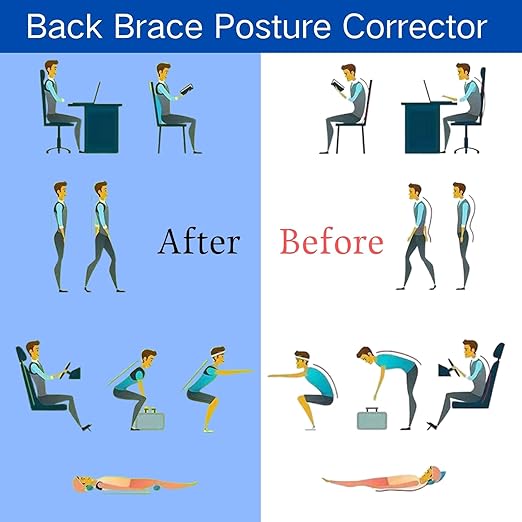 Posture Corrector for Women and Men, Adjustable Back Brace for Men Lower Back, Breathable Back Brace Posture Corrector for Shoulder and Neck Pain Relief