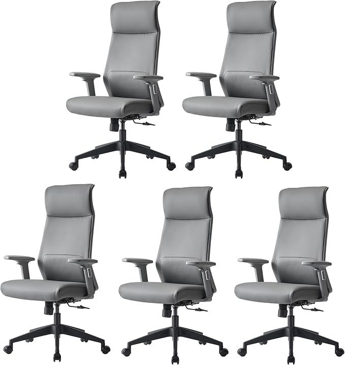 EUREKA ERGONOMIC Valen Leather Desk Chair, High Back Office Chair, Microfiber PU Leather Office Chair with Wheels, Executive Office Chair Comfy for Samll Spaces(Pack of 5, Gray)