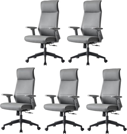 EUREKA ERGONOMIC Valen Leather Desk Chair, High Back Office Chair, Microfiber PU Leather Office Chair with Wheels, Executive Office Chair Comfy for Samll Spaces(Pack of 5, Gray)
