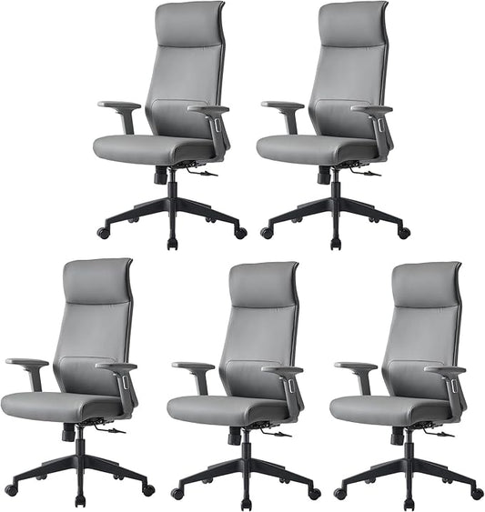 EUREKA ERGONOMIC Valen Leather Desk Chair, High Back Office Chair, Microfiber PU Leather Office Chair with Wheels, Executive Office Chair Comfy for Samll Spaces(Pack of 5, Gray)