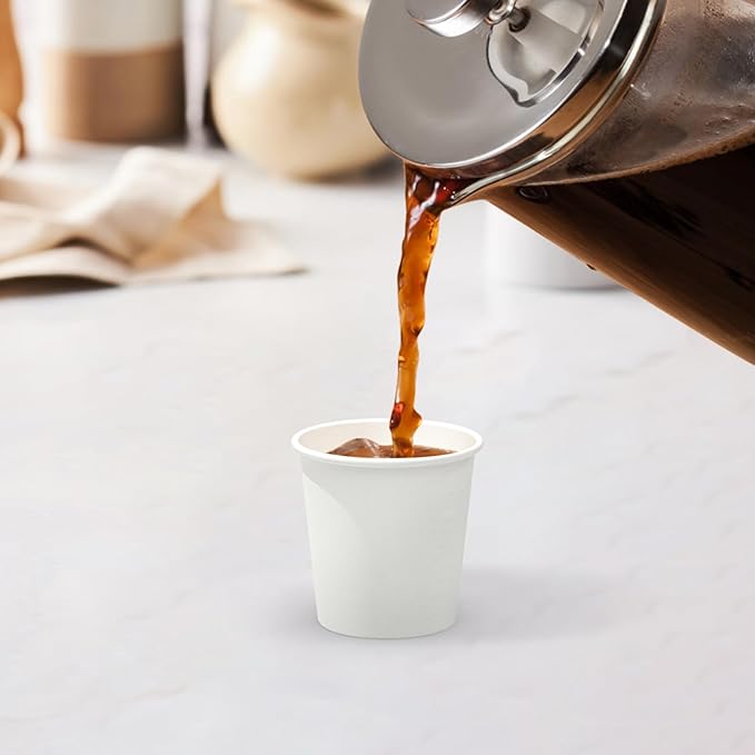 100 Count 4 oz Coffee Cups, Leak-Free Food Safe Paper Cups 4 oz, Disposable 4oz White Paper Cups for Cold and Hot Drinks